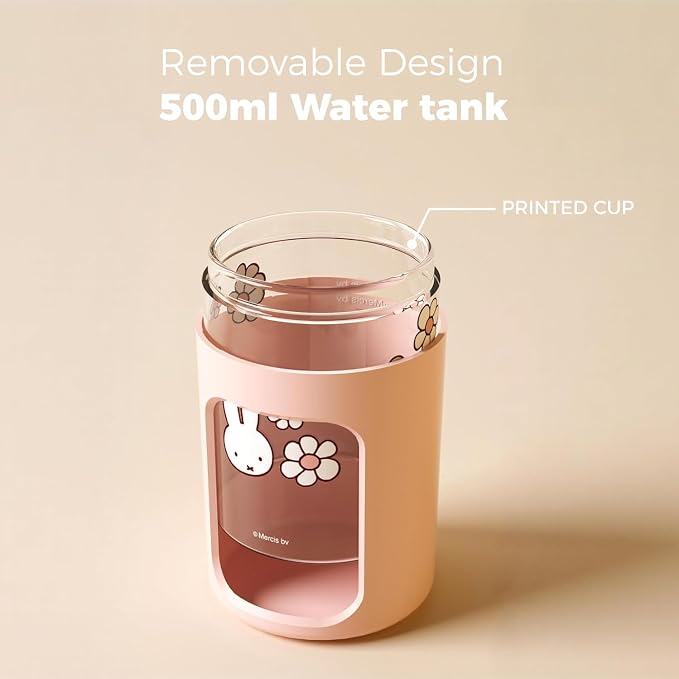 MIPOW x Miffy 2.0 Humidifier, Smart App Control RGB LED Night Light, Dual Spray Ultrasonic Cool Mist Humidifier, 500ml Portable Quiet Humidifier for Bedroom Office Nursery,Pink Ideal Gift