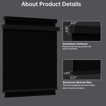 Motorized Blinds with Remote, Light Filtering Smart Blinds for Windows Automatic Roller Shades Compatible with Alexa, Motorized Shades Customized for Living Room Home Office (Black)