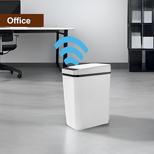 3 PACK - Bathroom Garbage Can with a Lid - 2.5 Gallon Automatic Trash Cans Touchless - Bedroom, Office - Small Smart Trash Can - Plastic, Narrow, Auto Open - Motion Sensor Trash can Bathroom ( White )