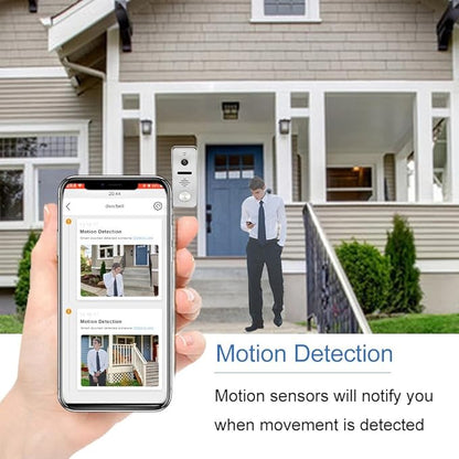 Wired Video Doorbell Intercom with 1080P Video Entry Doorphone Door Camera,10 Inch Touch Monitor,TUYA Wireless Smart Home Video Intercom Door Phone Kits for Villa Apartment (1 doorbell+4 Monitor)