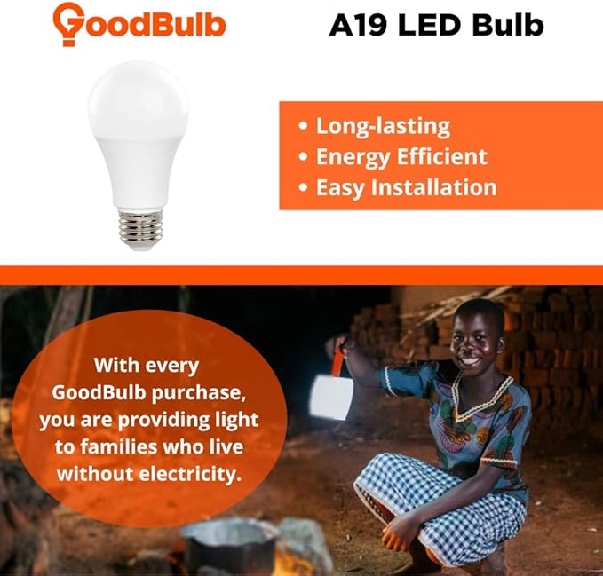 GoodBulb LED A19 Light Bulbs | 9 Watt (60 Watt Equivalent) | E26 Base | Daylight 5000K | EcoSmart Lights | High Output 825 Lumens | 6 Pack