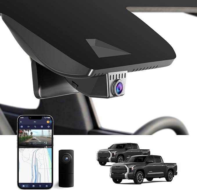 Dual Channel 4K & 1080P Dash Cam for 2022-2026 Toyota Tundra & Sequoia 2023-2026 Limited SR SR5 TRD Pro Limited Platinum (Gen3), OEM Style, Easy Install, Loop Recording, G-Sensor, 128GB Card