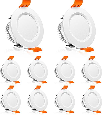 2 Inch LED Downlight, 3W Recessed Lighting Dimmable Ceiling Light Kit, 2700K Ultra Warm White, CRI80 White LED Can Lights with Driver(35W Halogen Equivalent), 10 Pack