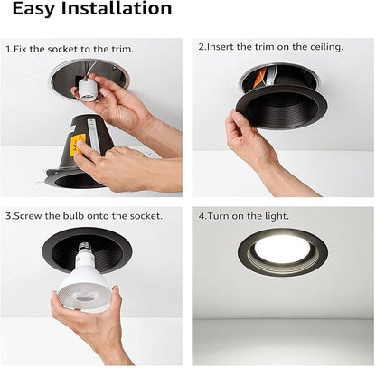 TORCHSTAR 6 Inch Recessed Can Light Trim, Air Tight Baffle Trim, IC-Rated Anti-Glare for 6 Inch Can, Self-Flanged Recessed Light Trim, Oil Rubbed Bronze, Pack of 6