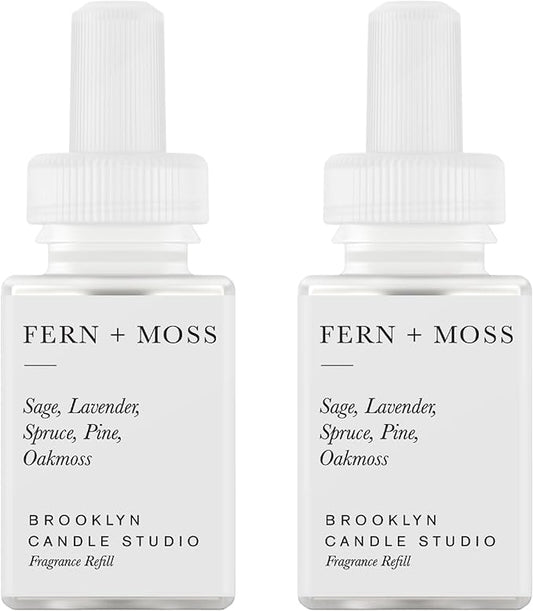 Pura & Brooklyn Candle Studio Home Scent Refill - Smart Air Diffuser - Up to 120-Hours of Luxury Fragrance per Refill - Home Essential - Clean & Safe Diffuser Fragrance - 2 Pack, Fern & Moss