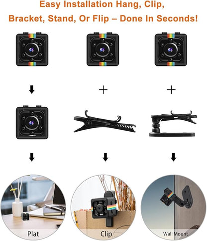 Spy Camera, No WiFi Security Camera with 32GB TF Card, 1080P FHD Mini Cameras with 360° Rotation Bracket, Small Cameras for Home/Indoor/Outdoor Security(Black)