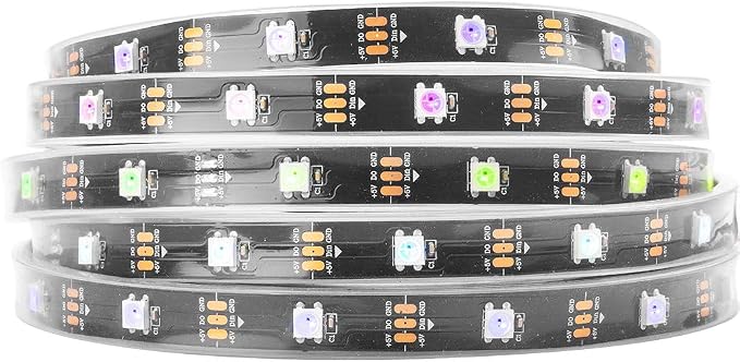 BTF-LIGHTING WS2812B IC RGB LED Strip,UL Listed,Pure Gold Wires,DC5V 16.4FT 150LED 5050SMD,Individually Addressable,Flexible for DIY Chasing Full Color Project,IP67(No Adapter or Controller)