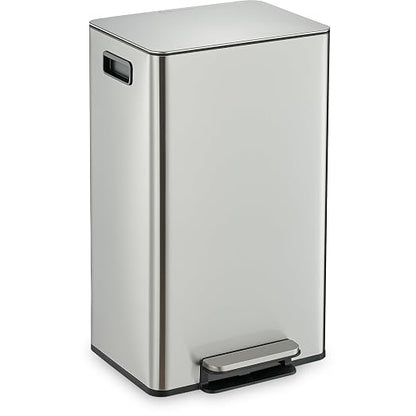 Simpli-Magic 13 Gallon / 50L Step Trash Can, Infinity Edge, Silver