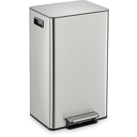 Simpli-Magic 13 Gallon / 50L Step Trash Can, Infinity Edge, Silver