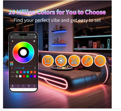 NBBUFF 300FT RGB Led Lights for Bedroom with App & Remote Control, 2*150FT