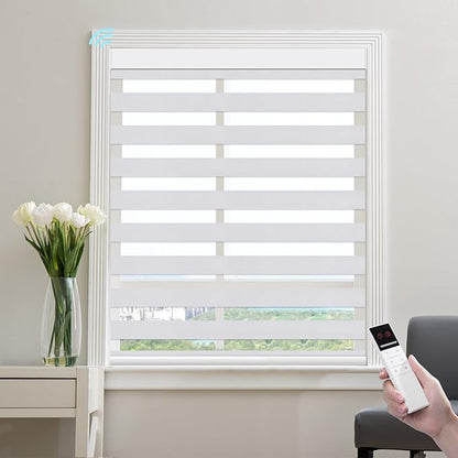 ZSTARR Motorized Blackout Window Blinds Customize Width(25-93 in) Remote Control Wireless Roller Shades Blinds for Windows, Office,Home, Hotel, Club, HD164 Dark Brown