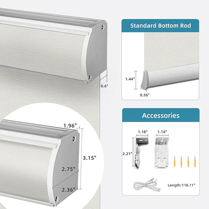 SmartWings Motorized Light Filtering Shades, Work with Matter Homekit Z-Wave Alexa Google, 70% Blackout Shades Translucent, Cordless Blinds with Remote Rechargeable, Max 110" W x 148" H, Safari Ivory