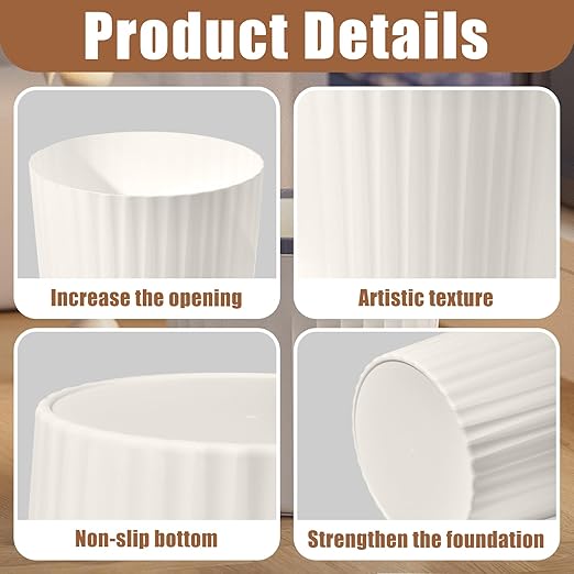 Versatile 2 Gallon Plastic Trash Can - The Compact Bin for Bathroom, Kitchen, or Home Office - Beige
