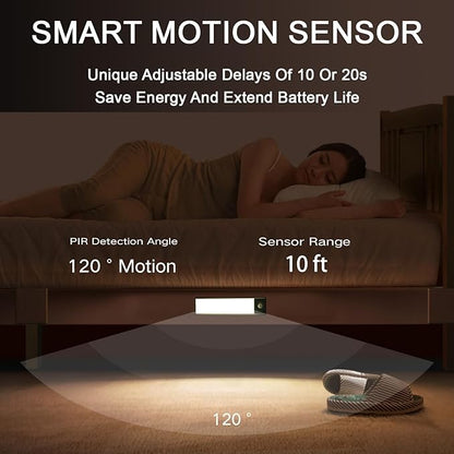 Under Cabinet Lighting, 3200mAh Motion Sensor Light Indoor, 3 Color Temp, Rechargeable Battery Operated LED Closet Lights, Wireless Under Counter Lights for Kitchen Stair (8 Inch, 2 Pack)