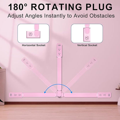 Electrical Outlet Extender Stick - Features USB-A, USB-C and 2 AC Outlets, Extends 22"-34", Rotates 180° Access Hard-to-Reach Outlets, Wall Plug Power Socket Expander Nightstands, Sofa, Desks and More