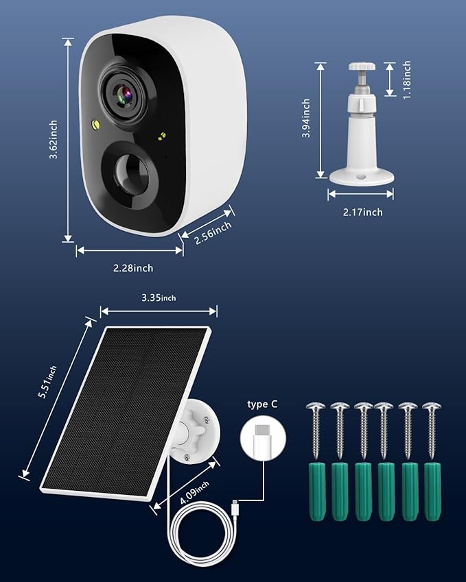 OOSSXX (100% Wire-Free) Solar Battery Home Outdoor Wireless Security Camera System Solar Powered Wi-Fi Cameras Video Surveillance with Monitor