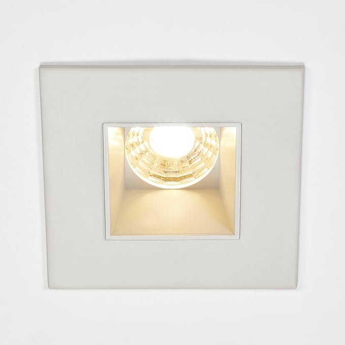 Maxxima 2 in. Ultra-Thin Recessed Anti-Glare LED Downlight - Canless IC Rated, 500 Lumens, 5 Color Temperature Selectable 2700K/3000K/3500K/4000K/5000K, Dimmable Square Stone Gray Trim, 90 CRI