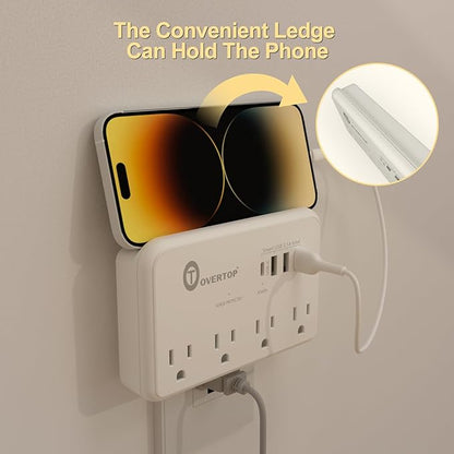 Overtop Wall Outlet Extender,Multi Plug Surge Protector,1800J