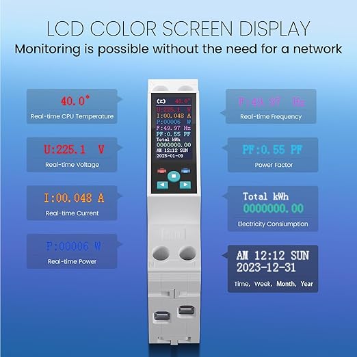 TONGOU Zigbee DIN Rail Smart Meter| 1-50A 90-240VAC 1P+N|Smart Switch with Real-time Power Monitoring| Remote Control via Tuya/Smart Life| Export/Clear Power Data| Recloser Function| FCC Certified