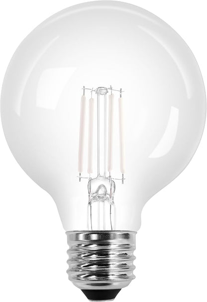 Sylvania G25 Clear Globe LED White Filament Bulb, 5W, Dimmable, 500 LMS, Medium Base, 2700K, Soft White - 2 Pack (42176)