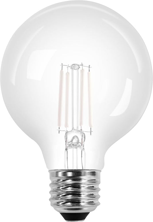 Sylvania G25 Clear Globe LED White Filament Bulb, 5W, Dimmable, 500 LMS, Medium Base, 2700K, Soft White - 2 Pack (42176)