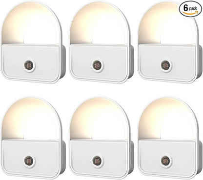 LED Night Light Plug into Wall, Nightlights with Smart Dusk toDawn Sensor, Night Light Suitable for Bedroom, Bathroom, Hallway, Kitchen, Stairs, Kids, 6 Pack, Warm White Light