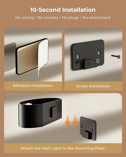 Motion Sensor Wall Light, 5000mAh Rechargeable Battery Operated Motion Sensor Light Indoor with Remote, 15 RGB and 3 Colors Dimmable, Wireless Wall Sconces for Hallway, Living Room, Stair, Bedroom