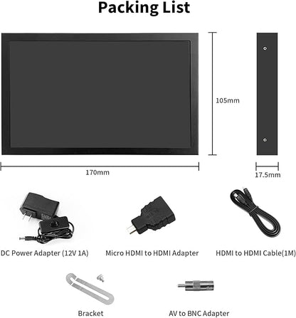 7 Inch Small Monitor, 1024×600 IPS Mini Monitor with Built-in Speakers/HDMI/VGA/AV Input for Raspberry Pi, PC, TV, DVD, CCTV