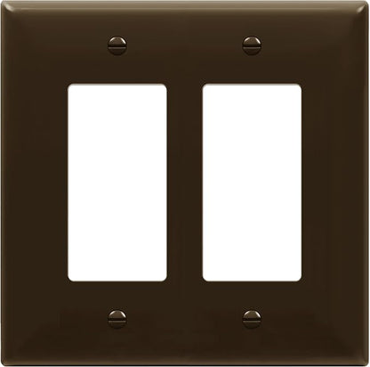 ENERLITES Decorator Light Switch or Receptacle Outlet Wall Plate, 2-Gang 4.88" x 4.92", Gloss Finish, Mid-Size, Unbreakable Polycarbonate Thermoplastic, UL Listed, 8832M-BR, Brown