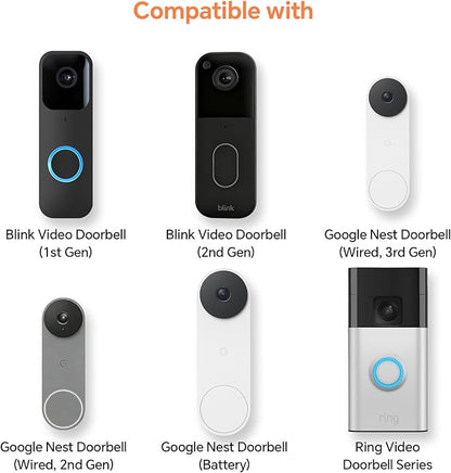 Smart WiFi Wireless Doorbell Chime for Google Nest, Ring, Blink – App-Connected with LED Light, No Wiring Required (1pack, Black)