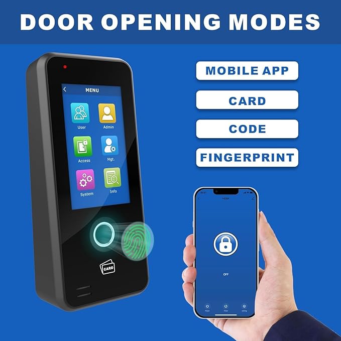 UHPPOTE Fingerprint Door Access Control Keypad Terminal Biometrics Access Controller w/ 4.3-inch Touch Screen Support Tuya App WiFi