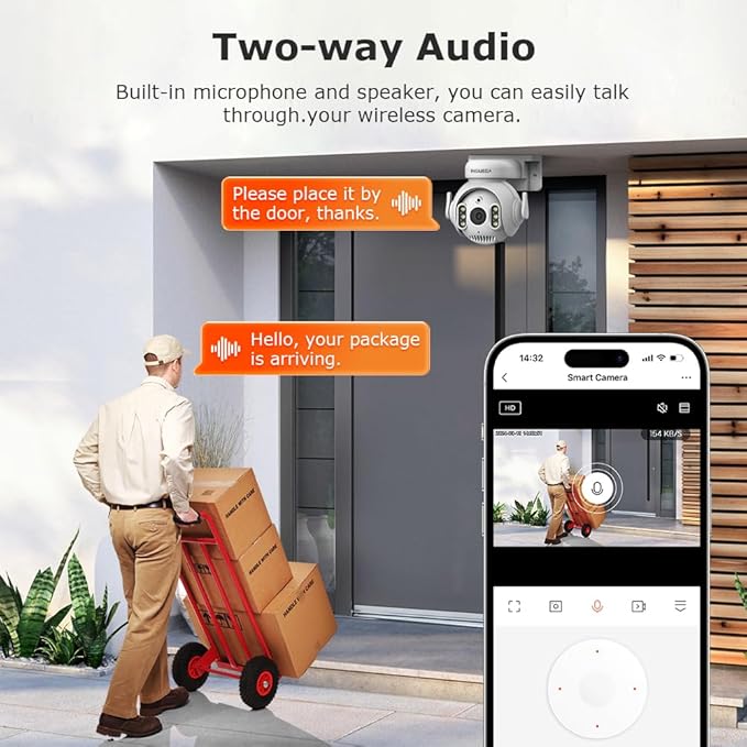 INQMEGA 5MP TUYA Smart Camera,Security Home Surveillance Camera with 2.4G WiFi,2-Way Audio, Full Color Night Vision, Waterproof, Motion Detection, Spotlight & Siren
