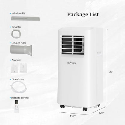 ROVSUN WiFi Enabled Smart 9000 BTU Portable Air Conditioner with Remote & APP Control, 3-in-1 Cooler, Dehumidifier & Fan, Powerful Room Mobile AC Unit with Rolling Wheels & Easy Installation Kit
