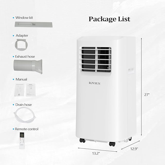 ROVSUN WiFi Enabled Smart 8000 BTU Portable Air Conditioner with Remote & APP Control, 3-in-1 Cooler, Dehumidifier & Fan, Powerful Room Mobile AC Unit with Rolling Wheels & Easy Installation Kit