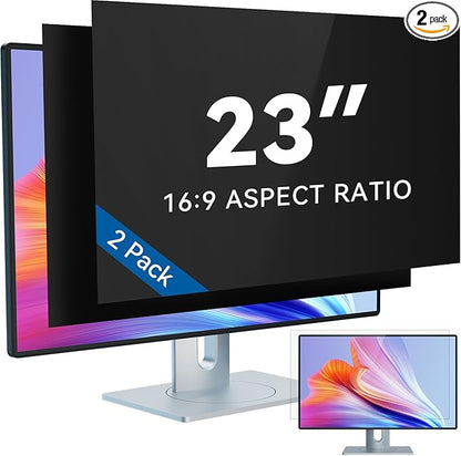 IPROKKO [2-Pack] 23 Inch Computer Privacy Screen Filter for 16:9 Widescreen Monitor, Removable 23in Anti Blue Light Glare Privacy Shield, Anti Spy Security Protector for Hp Dell Asus Acer Samsung