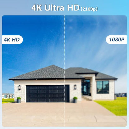 【2-Way Audio & 4K Ultra HD】 Outdoor Wired Security Camera System, Wired Cameras for Home Security, Home POE Video Surveillance Systems DVR Kits