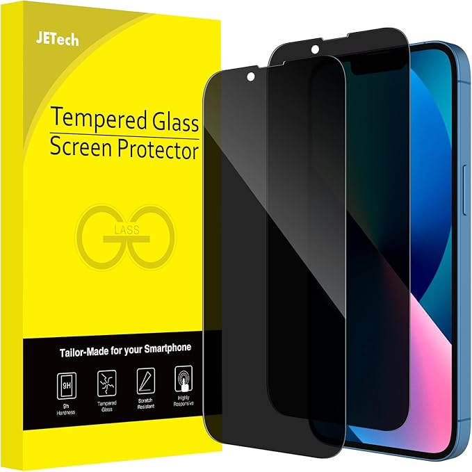 JETech Privacy Full Coverage Screen Protector for iPhone 13 mini 5.4-Inch, Anti-Spy Tempered Glass Film, Edge to Edge Protection Case-Friendly, 2-Pack