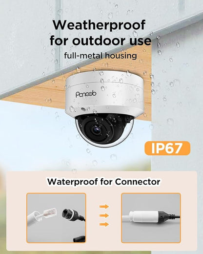 16 Channel Security Camera System, 16PCs 5MP Wired IK10 Vandal Dome PoE Camera Outdoor, Human Detection, Built-in Mic, Remote Access, 4K 16CH PoE NVR 4TB HDD for 24-7 Recording, PD54A1616-5M