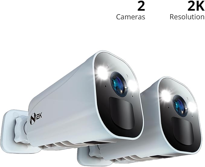 Night Owl Wire Free 2K HD Indoor/Outdoor Deterrence Cameras with 2-Way Audio (2-Pack)