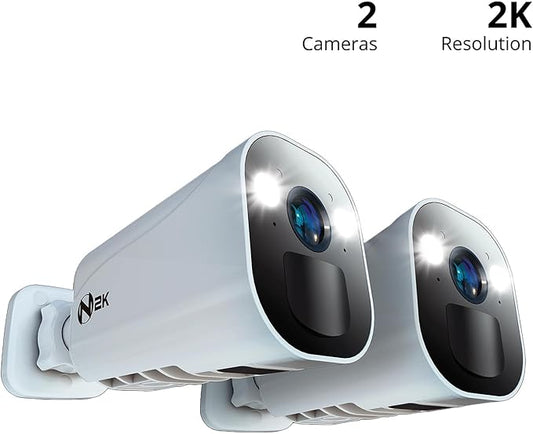Night Owl Wire Free 2K HD Indoor/Outdoor Deterrence Cameras with 2-Way Audio (2-Pack)