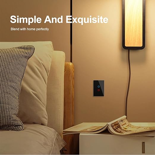 LIVOLO WiFi Touch Wall Switch for Smart Home, Compatible with Alexa & Google Home, Neutral Wire Required, 2 Gang, Tempered Glass Panel, (Black)