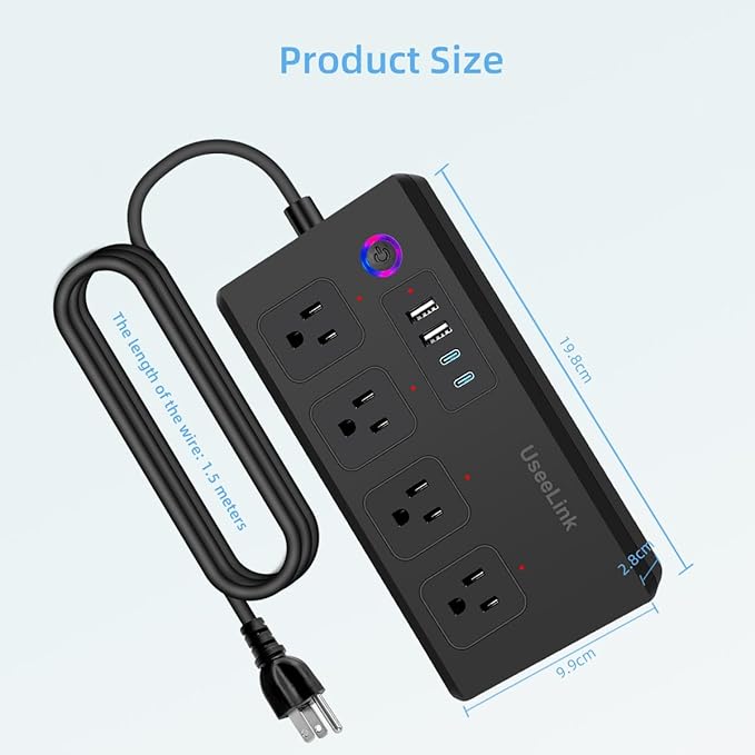 Smart Power Strip, UseeLink WiFi Surge Protector Compatible with Alexa & Google Home, Smart Plug with 4 USB Ports & 4 AC Outlets, Voice and Remote Control & Timer Schedule (Matter Version-Black)