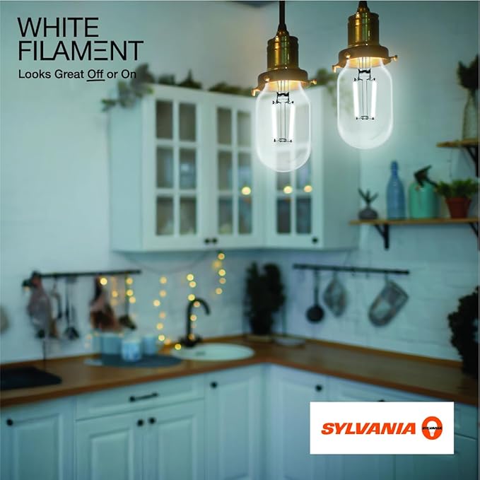 Sylvania T14 Clear LED White Filament Bulb, 3.5W, Dimmable, 300 LMS, Medium Base, 2700K, Soft White - 1 Pack (42266)