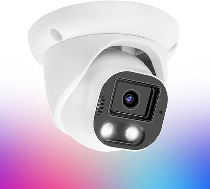 5MP PoE IP Color Night Vision Camera, Smart Dual Light Dome Security IP Camera, Built-in Mic, 98ft Night Vision, 110°Wide Angle, Human Vehicle Detection