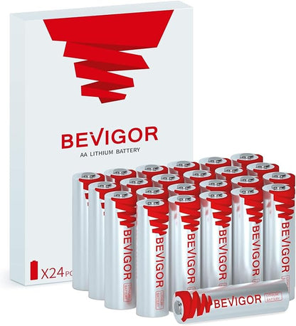 BEVIGOR Lithium Batteries AA, AA Battery 24Pack, 3000mAh Double A Battery, 1.5V Longer Lasting Lithium Iron AA Batteries for Flashlight, Toys, Remote Control【Non-Rechargeable】