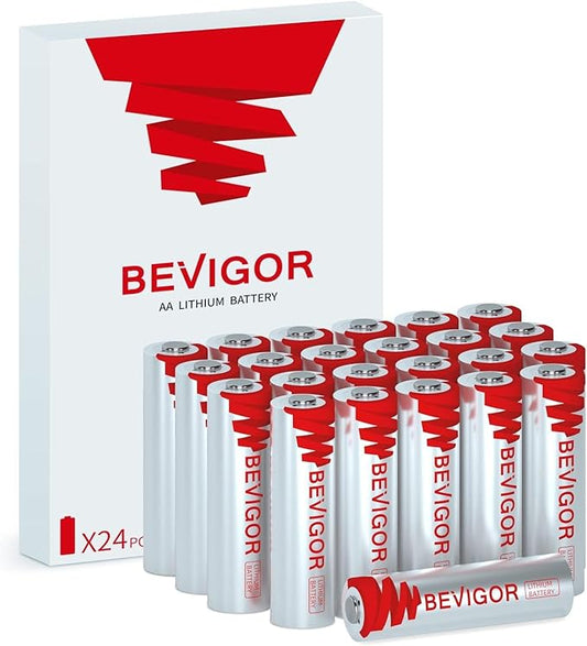 BEVIGOR Lithium Batteries AA, AA Battery 24Pack, 3000mAh Double A Battery, 1.5V Longer Lasting Lithium Iron AA Batteries for Flashlight, Toys, Remote Control【Non-Rechargeable】