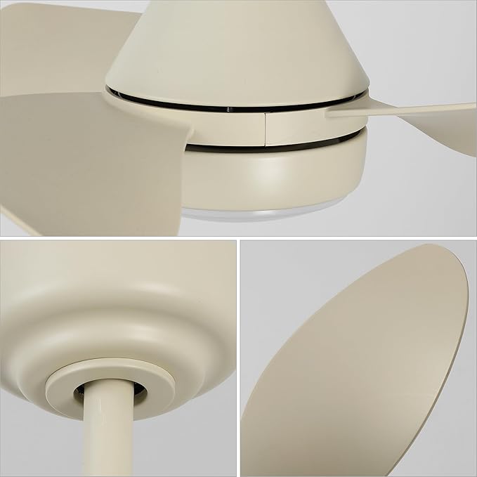 OVAL AIR AIR8000E Albini 22" Contemporary Minimalist 6-Speed Metal Mobile-App/Remote-Controlled Dimmable Smart Integrated LED Ceiling Fan for Living Room, Bedroom, Office, Sienna Sandy Beige