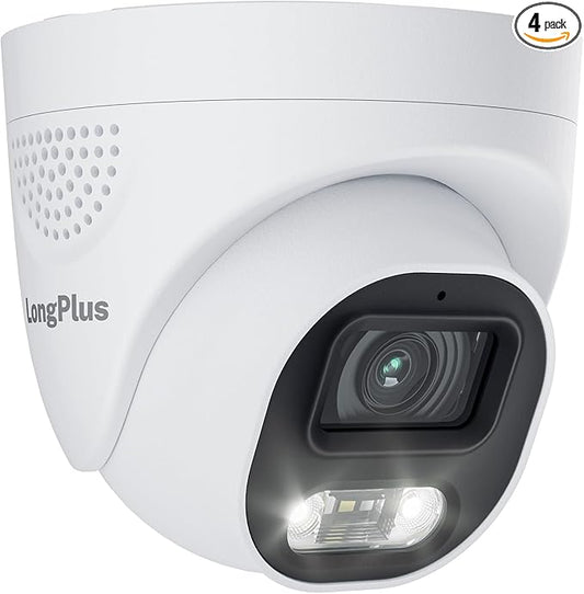 LongPlus 12MP UHD Poe Wired Security Camera Outdoor for Security Cameras System, Cameras for Outdoor Home Security Spot Lights Color Night Vision, Strobe Light Alarm & Sound CP12D1