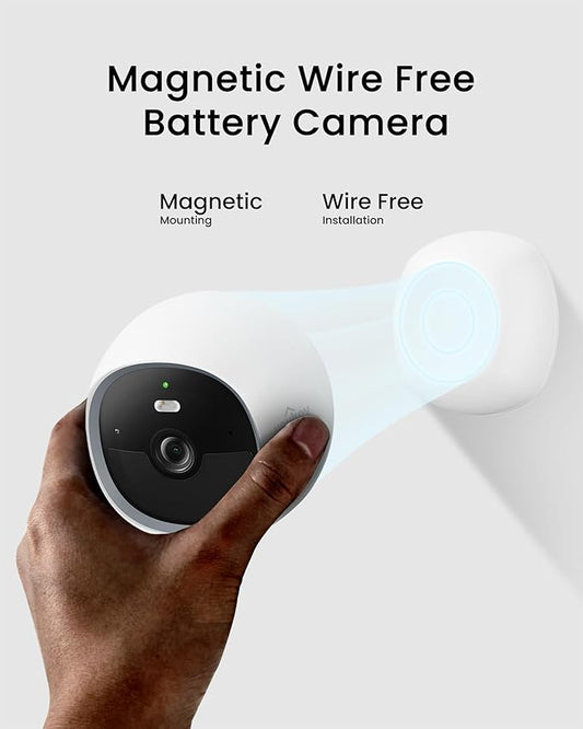 youkey Magnetic Indoor Security Camera Wireless, 2K Battery Powered Camera, No Subscription, Built-in 8GB Storage, Wire-Free for Renters, Compatible with Alexa & Google, Pet/Baby Monitor(S320)