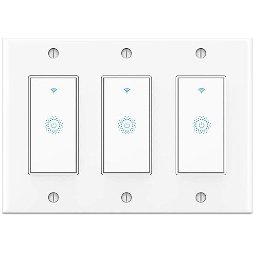 KKCOOL Smart Switch 3 Gang, Smart WIFI Light Switch, Compatible with Alexa Google Home and IFTTT, Voice and Remote Control, No Hub Required, Single-Pole Only